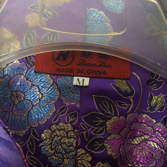 VTG Satin Knot Tie Jacket Blazer Purple SZ M - Picture 3 of 7